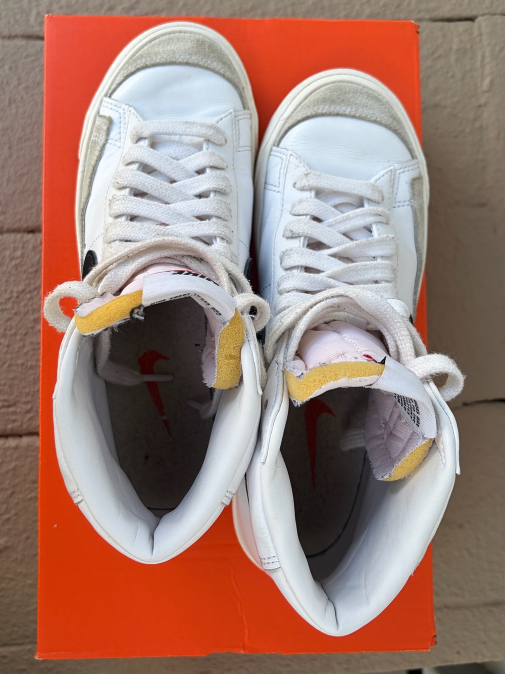 Nike Women’s Blazer Mid '77 White Sneakers with Black Nike Swoosh - Picture 6 of 7